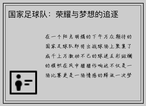国家足球队：荣耀与梦想的追逐